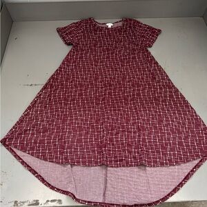 LuLaRoe Maroon Short Sleeve High Low Carly Dress Major Unicorn Size Small